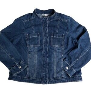 Christopher & Banks Snap Jean Jacket w Pockets - L